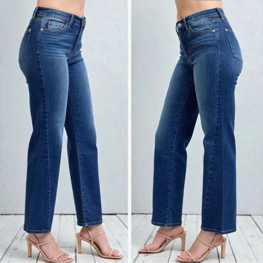 Judy Blue Mid Rise Straight Jeans Side Seam Stretch Dark Wash Plus & Reg – NWT - Picture 11 of 14
